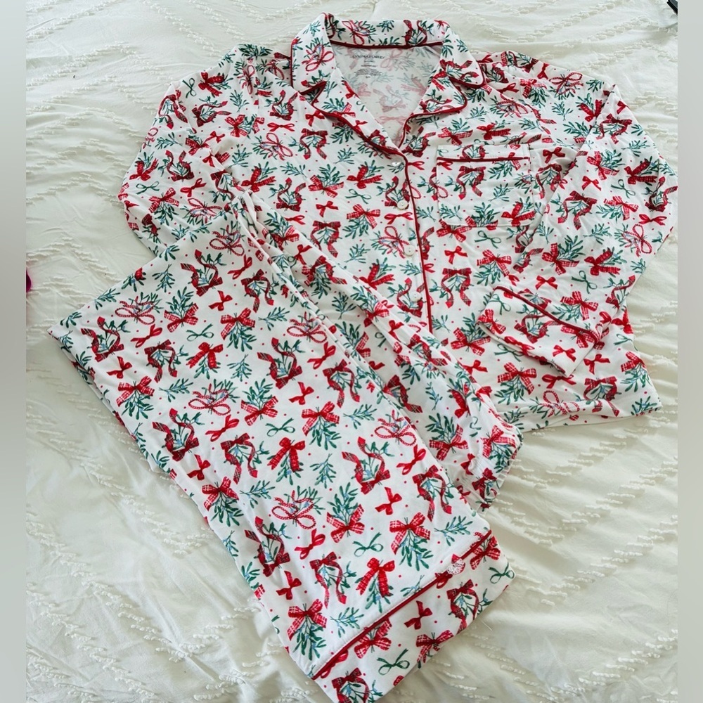 Cynthia Rowley mistletoe bow pajama set women small
